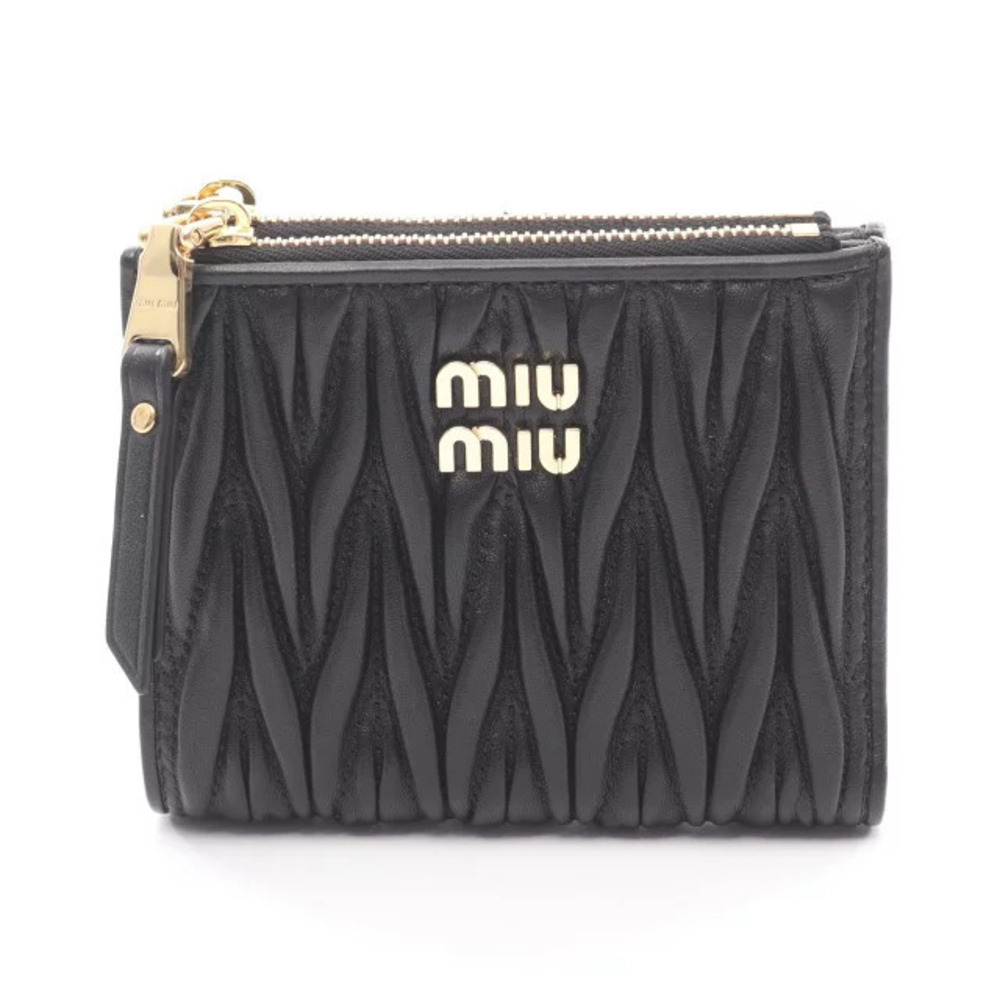 Miu Miu MATELASSE Bi fold Wallet Leather Black